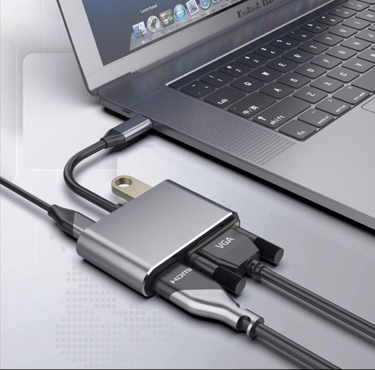 idoove Hub USB-C 4 en 1 Adaptateur multiport pour périphériques de Type C 3 Ports USB 3.0 compatibles avec Macbook Moniteur Câble extérieur Pliable Dongle Port HDMI 4K pour téléviseur 