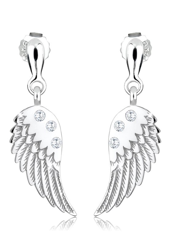 Elli Dames Oorbellen Dames Angel Wing Hanger Modern met Zirconia Kristallen in 925 Sterling Zilver