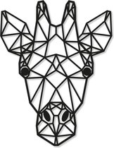 Geometrische - wanddecoratie - dieren - giraf – Laser gesneden 3 mm – Zwart- 60 cm – Line art