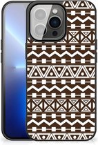 Telefoon Hoesje iPhone 13 Pro Max Leuk TPU Backcase met Zwarte rand Aztec Brown