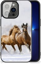 TPU Back Cover Geschikt voor iPhone 13 Pro Smartphone Hoesje met Zwarte rand Paarden