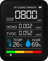 5 in 1 CO2 Meter Horeca en Binnenruimtes Hygrometer Temperatuurmeter Zwart - Slimme Luchtkwaliteitsmeter