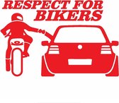 Respect for bikers sticker voor op de auto/motor - Auto stickers - Auto accessories - Stickers volwassenen - 20 x 13 cm Rood