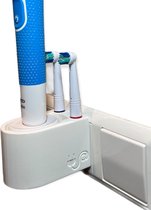 Plugware Oral-B Elektrische Tandenborstelhouder- Opzetborstelhouder - Wit - Kabelloos opladen - Badkamer accessoires - zonder boren