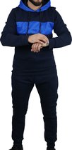 Heren sport set - mannen joggingspak - zwart/blauw  tracksuit - slim fit - maat S -  valentijnsdag - valentijnscadeau