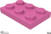 LEGO Plaat 2x3, 3021 Donkerroze 50 stuks