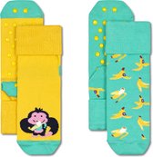 Happy Socks KMNB19-7000 Kids Monkey & Banana Anti Slip 2-Pack - maat 6-12M