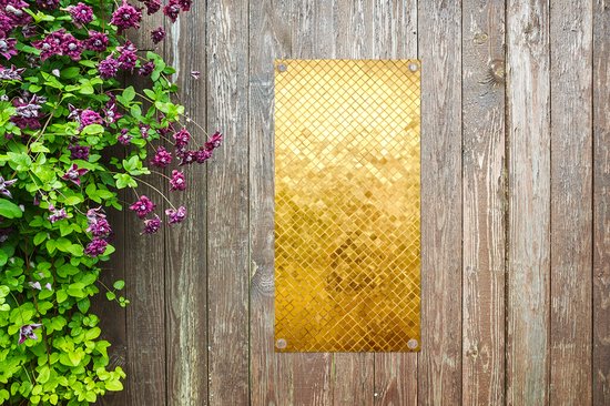 Tuinposter Goud - Design - Abstract - 40x80 cm - Wanddecoratie Buiten - Tuinposter - Tuindoek - Schuttingposter - Tuinschilderij
