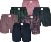 Phil & Co 6-Pack Geweven Wijde Boxershorts Heren HBOD62 Multipack - Maat XXL - Losse boxershort heren