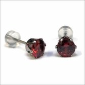 Aramat jewels ® - Zirkonia zweerknopjes rond 6mm oorbellen rood chirurgisch staal