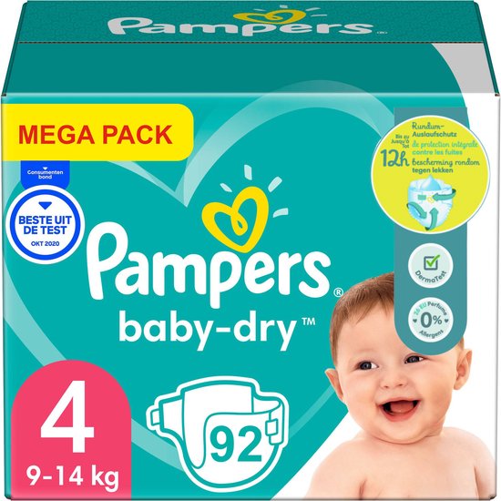 Kliniek Manoeuvreren Lotsbestemming Pampers Baby Dry Luiers - Maat 4 - Mega Pack - 92 luiers | bol.com