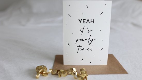 10x Yeah It's Party Time kaart (A6 formaat) - felicitatie kaartjes om