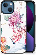 Smartphonehoesje Customize Geschikt voor iPhone 13 GSM Hoesje met Zwarte rand Bird Flowers