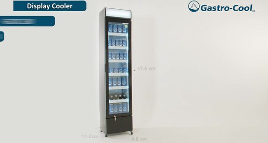 Gastro-Cool DC130 - Slimline koelkast met glazen deur 150 Liter -  Zwart/Zwart/Zwart 135101