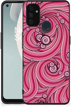 Smartphone Hoesje OnePlus Nord N100 Back Case TPU Siliconen Hoesje met Zwarte rand Swirl Pink