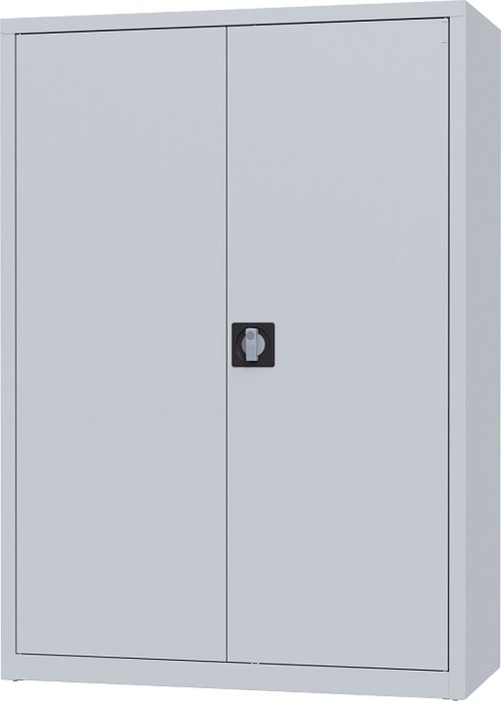 Metalen archiefkast - 130x92x42 cm - Lichtgrijs - Met slot - draaideurkast, kantoorkast, garagekast - AKP-107 - Povag