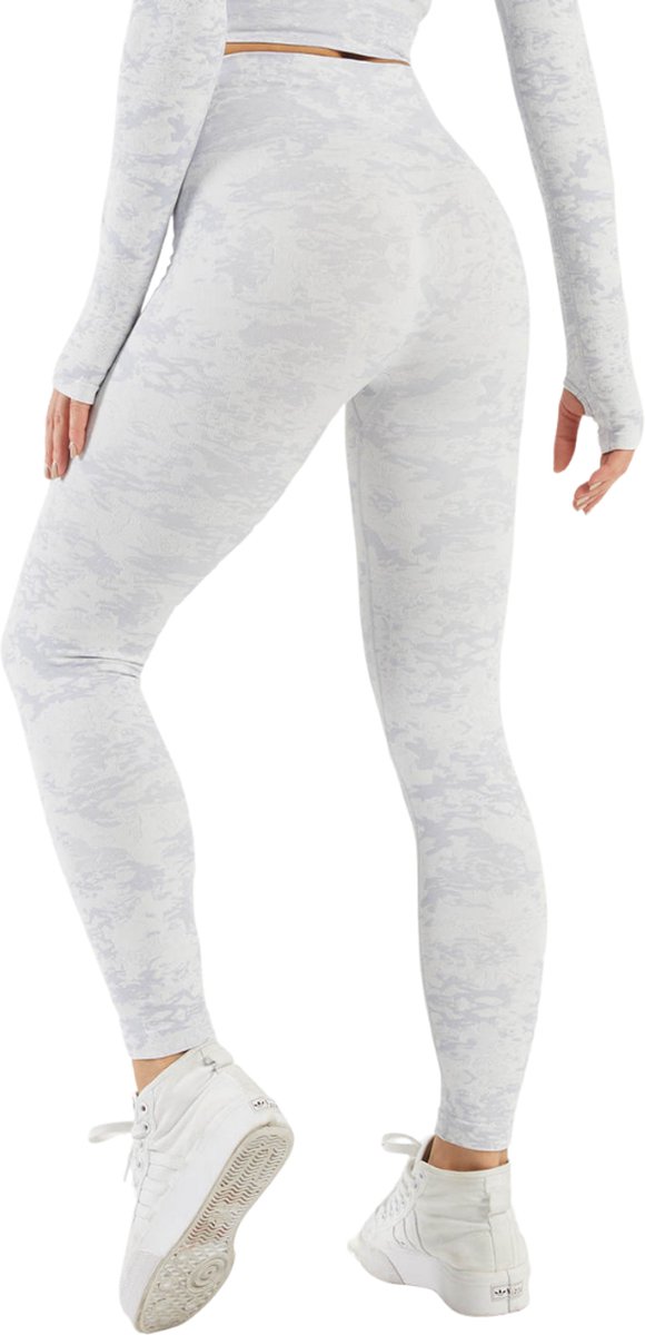 Sportlegging Dames - Yoga Legging - High Waist Legging - Fitness Legging - Yoga Kleding Dames - Yoga Broek Dames - Sportkleding Dames - Sportbroek Dames - Camouflage Legging - Luipaard - Panterprint - Army Wit - Maat XS van Merkloos — afbeelding 3