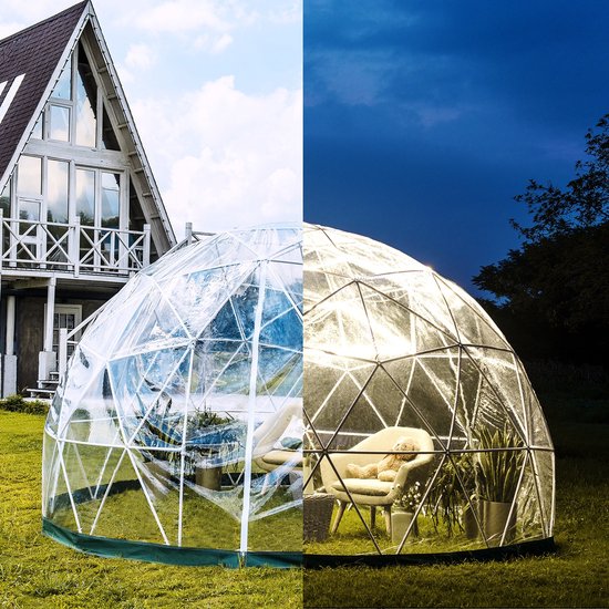 Met name spanning ziek Bubble Tent - Tuin Iglo - 12ft - Met LED PVC Cover - Geodetische Kas Koepel  - voor... | bol.com