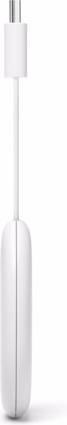 Witte Chromecast met HDMI-kabel.