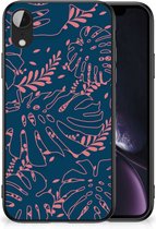 Silicone Back Cover Geschikt voor iPhone XR Telefoonhoesje met Zwarte rand Palm Leaves