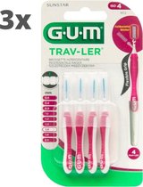 GUM Travler ragers Roze 1.4mm - 3 x 4 stuks - Voordeelverpakking