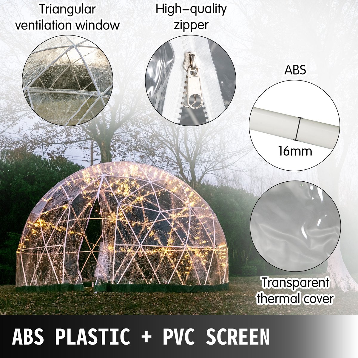 Dôme Tente Igloo 12 Pieds Pour Jardin Bubble House Géodésique Transparent