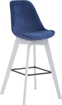 Clp Metz Barkruk - Fluweel - Wit Frame - Blauw
