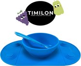 Timilon Kinderbord - Kom - Met Zuignappen - Met Lepeltje - Blauw