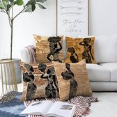 Zethome - Kussenhoes 55x55 cm - Afrika Patroon - Vierkant Set - 4 Stuks - Dubbelzijdig bedrukt - Levendige Kleuren - Kussenhoezen Set - Soft Touch - Geen personage - Verborgen Rits