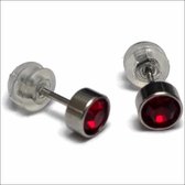 Aramat jewels ® - Zweerknopjes geboortesteen oorbellen januari granaat rood chirurgisch staal 5mm