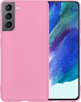 Samsung Galaxy S21 FE Hoesje Siliconen Case Cover - Samsung S21 FE Hoesje Cover Hoes Siliconen - Licht Roze