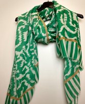 Lange dames sjaal Evi fantasiemotief groen