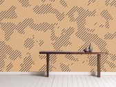 Professioneel Fotobehang zandkleurige camouflage met strepen - beige - Sticky Decoration - fotobehang - decoratie - woonaccesoires - inclusief gratis hobbymesje - 520 cm breed x 350 cm hoog -
