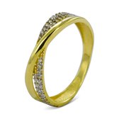 New Bling 9NBG-0424-52 Gouden Ring - Dames - Zirkonia - 5 mm Breed - Maat 52 - Bi-Color - 14 Karaat - Goud