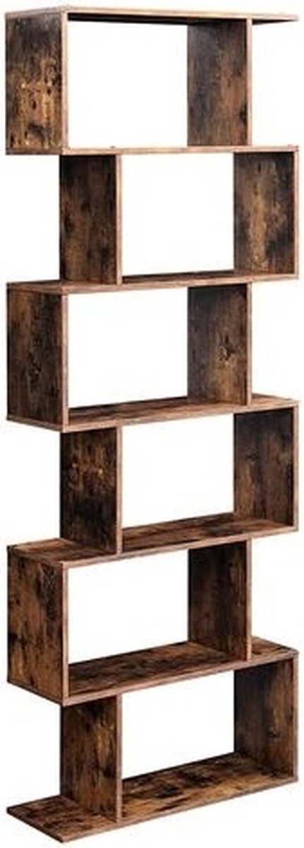 Boekenkast - Industriële Kast - Kast - Woonkamer kast - Kubus kast - 6 Compartimenten - Bruin — afbeelding 5