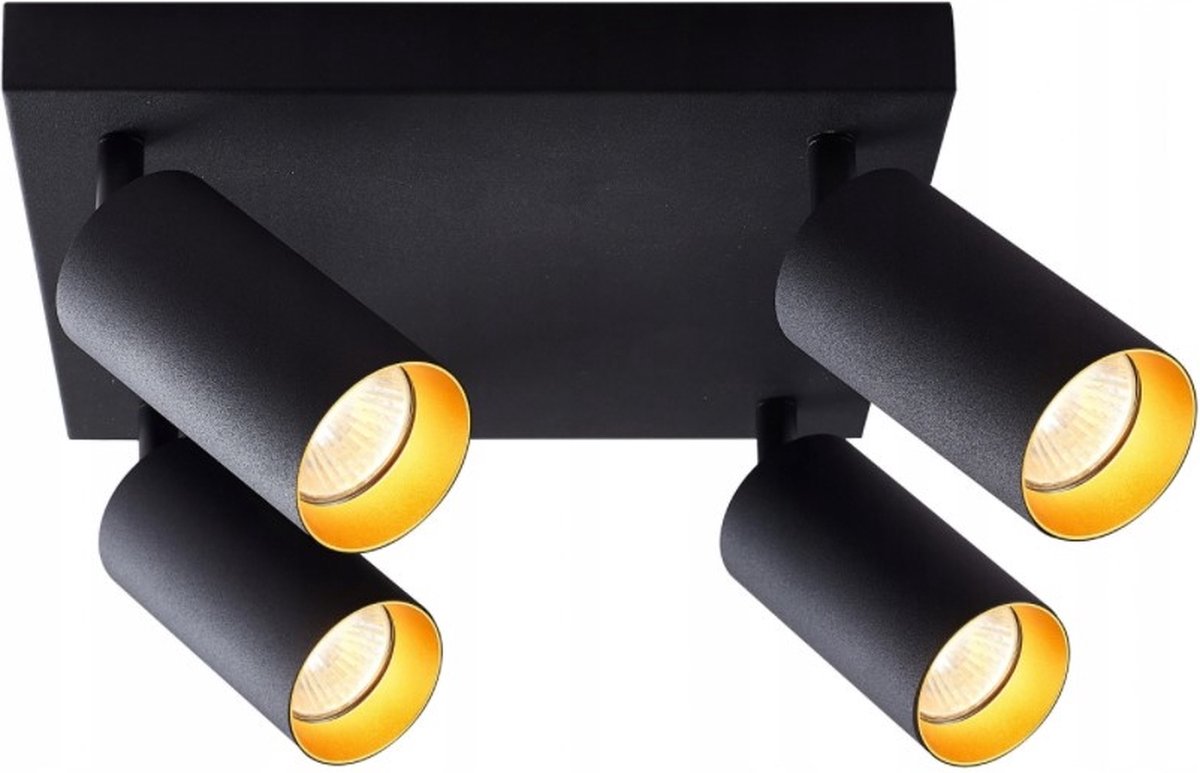 LvT - LED plafondspot mat zwart - 4 verstelbare spots - GU10 aansluiting