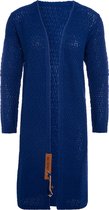 Knit Factory Luna Lang Gebreid Vest Kings Blue - Gebreide dames cardigan - Lang vest tot over de knie - Blauw damesvest gemaakt uit 30% wol en 70% acryl - 40/42