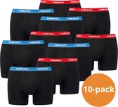 HEAD Boxershorts Basic Zwart met Blauw/Rode band - 10-Pack Zwarte heren boxershorts - Maat M