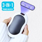 Nolad® | Power Heater | 3-in-1 Elektrische Handwarmer & Powerbank & Zaklamp | Dubbelzijdig Verwarmd | 10.000 mAh | 3 Temperatuur Standen | USB Oplaadbaar | Led Verlichting | Inclus