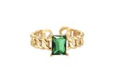 Paula cube Ring - Dottilove - Size 17 - Groene steen detail - 14k Goud Verguld