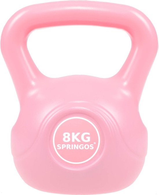 Springos PVC Kettle Bell | Kettlebell | 8 kg | Roze