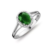 Velini Jewels-R3045GR-52-925 Zilver Emerald groen glazen steen gezet met Cubic Zirkonia