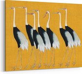 Schilderij op Canvas - Japanse kraanvogel - Ogata Korin - 100 x 75 cm - Wanddecoratie Woonkamer - Muurdecoratie Slaapkamer