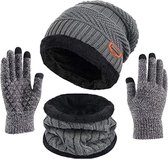 3 in 1 Winter Balaclava Muts + Sjaal + Handschoenen | Grijs - One size