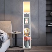 Moderne Vloerlamp - met Ingebouwde Rekken - voor Slaapkamer Studie - Thuis Staande Verlichting - Nachtkastje Nachtlichtje - EU 220V - Wit