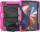 Apple iPad Pro 12.9 (2018) Hoes - Mobigear - Shockproof Strap Serie - Hard Kunststof Backcover - Pink - Hoes Geschikt Voor Apple iPad Pro 12.9 (2018)