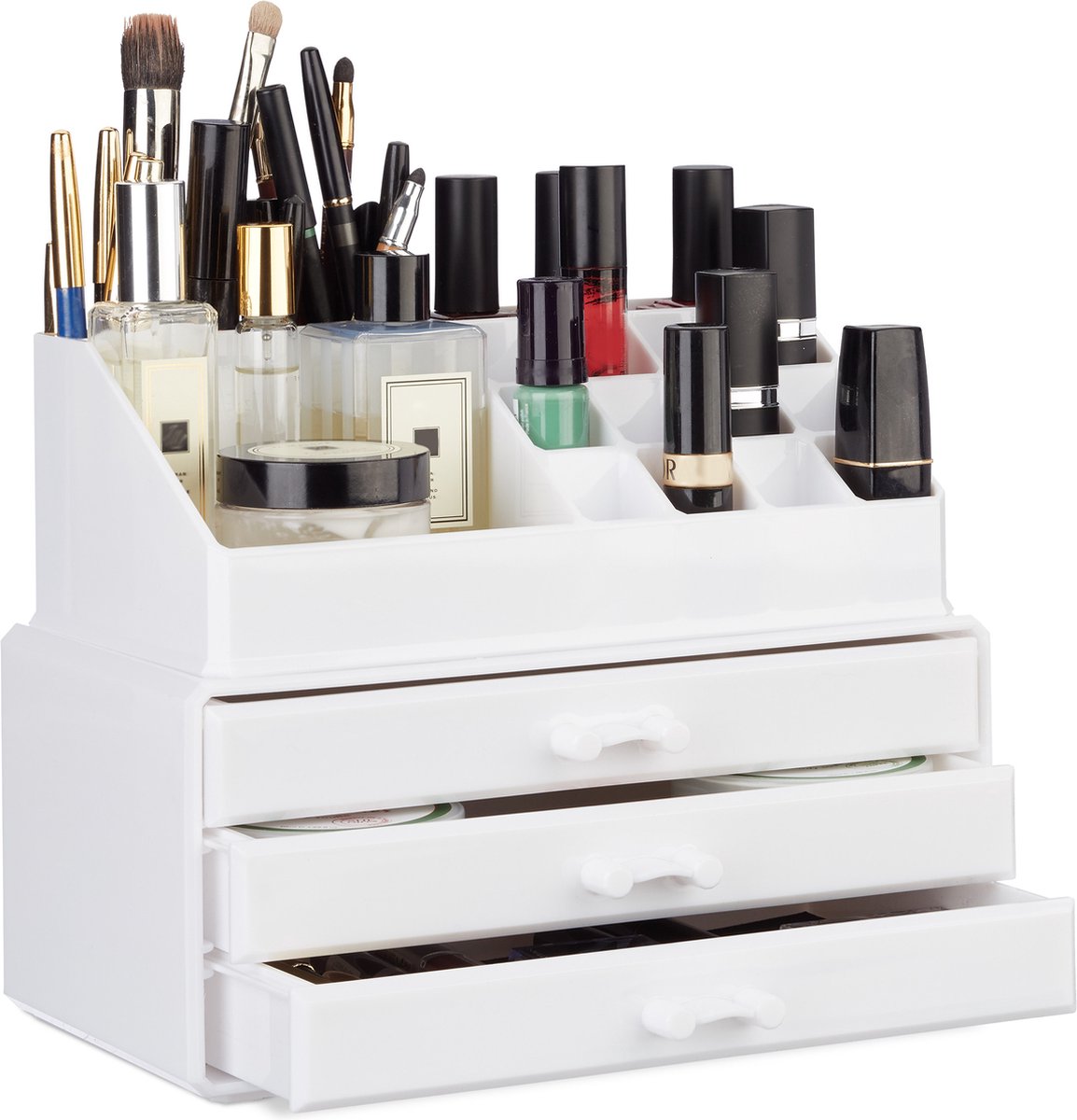 Make-up Organizer - Cosmetica Houder - Stapelbaar - 2 Delig - Wit