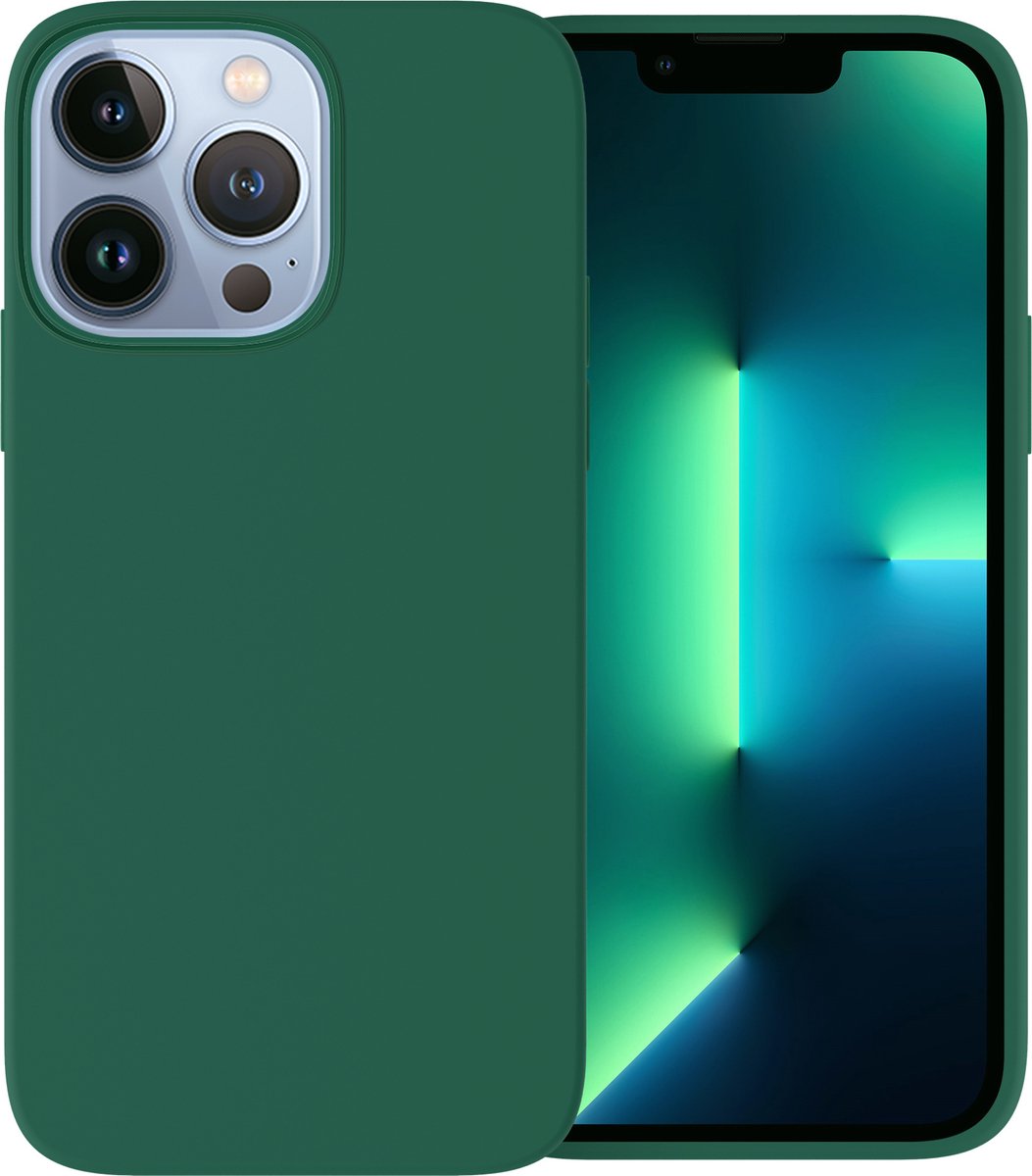Ceezs telefoonhoesje geschikt voor Apple iPhone 13 Pro hoesje siliconen - backcover - optimale bescherming - donkergroen