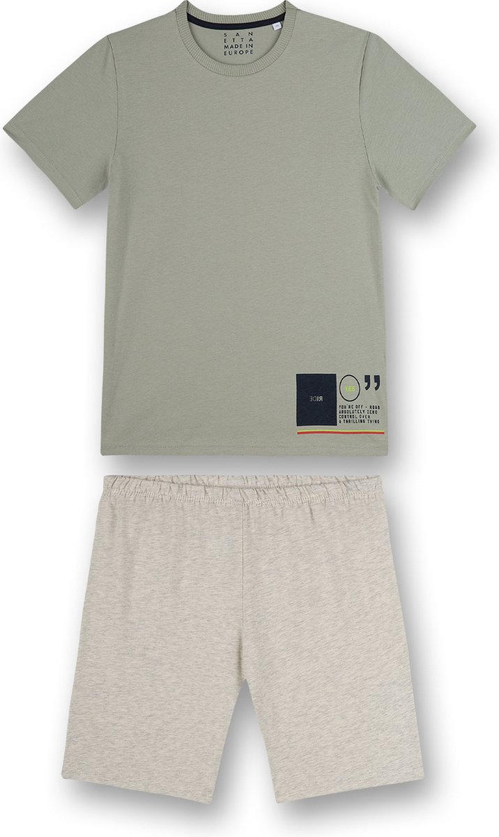 Sanetta pyjama korte broek jongen Dusty Green maat 128