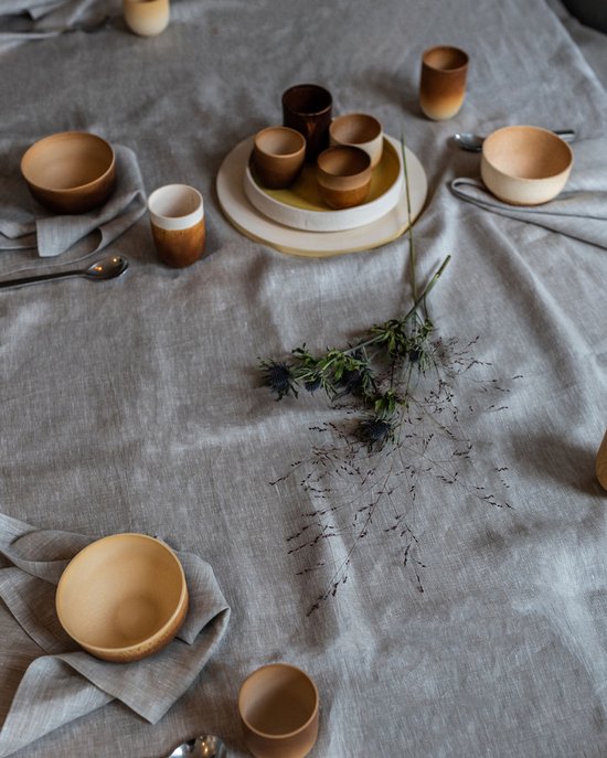 VANLINNEN - Nappe Lin Lin - 100% lin naturel - 150cm x 240cm - Nappe en lin naturel